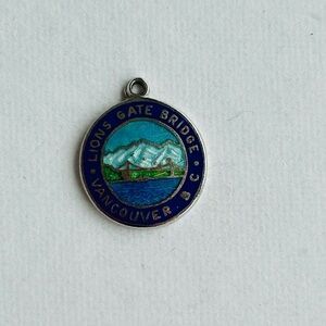 Vintage Vancouver Lions Gate Bridge Silver and Blue Enamel Charm